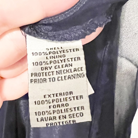 Eliza J Chiffon Layered Gold Chain High Neck Navy Maxi Gown Size 10 - Picture 4 of 9